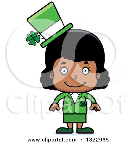 Clipart of a Cartoon Happy Black St Patricks Day Girl - Royalty Free Vector Illustration by Cory Thoman