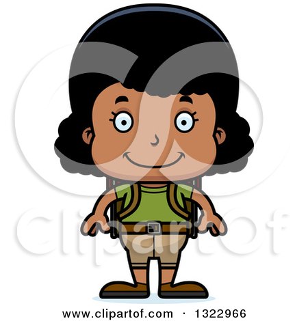 Clipart of a Cartoon Happy Black Girl Hiker - Royalty Free Vector Illustration by Cory Thoman