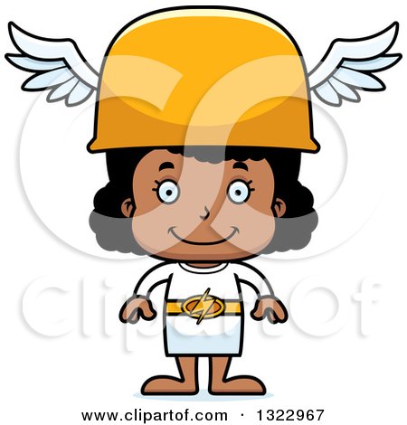 Clipart of a Cartoon Happy Black Hermes Girl - Royalty Free Vector Illustration by Cory Thoman