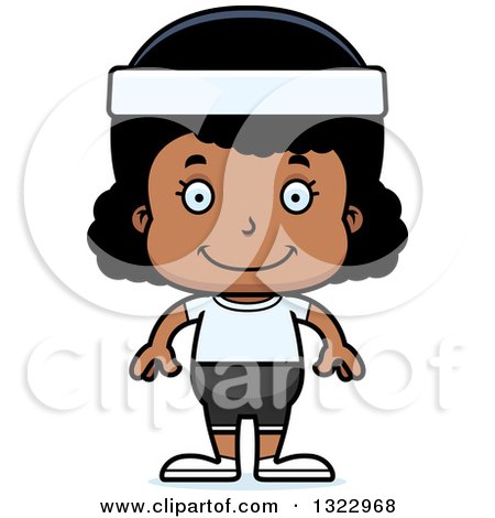Clipart of a Cartoon Happy Black Fitness Girl - Royalty Free Vector Illustration by Cory Thoman