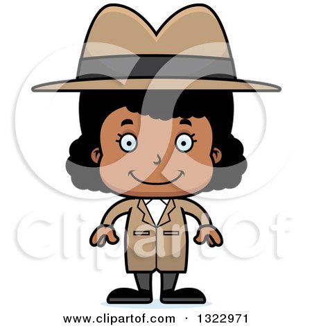 Clipart of a Cartoon Happy Black Detective Girl - Royalty Free Vector Illustration by Cory Thoman