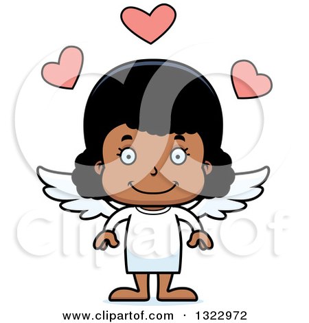 Clipart of a Cartoon Happy Black Cupid Girl - Royalty Free Vector Illustration by Cory Thoman