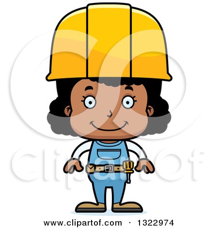 Clipart of a Cartoon Happy Black Girl Construction Worker - Royalty Free Vector Illustration by Cory Thoman