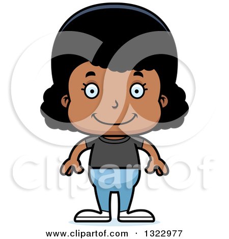 Clipart of a Cartoon Happy Casual Black Girl - Royalty Free Vector Illustration by Cory Thoman
