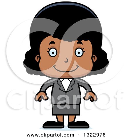 Clipart of a Cartoon Happy Black Business Girl - Royalty Free Vector Illustration by Cory Thoman