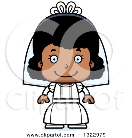 Clipart of a Cartoon Happy Black Girl Bride - Royalty Free Vector Illustration by Cory Thoman