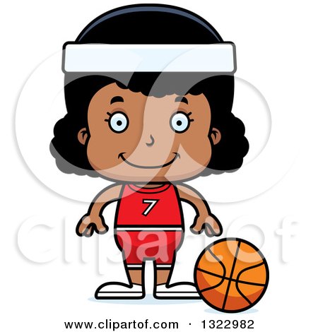 Clipart of a Cartoon Happy Black Girl Basketball Player - Royalty Free Vector Illustration by Cory Thoman