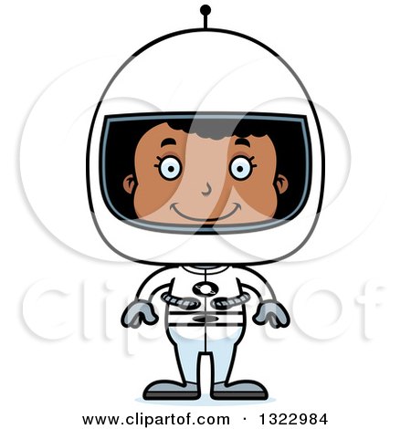 Clipart of a Cartoon Happy Black Girl Astronaut - Royalty Free Vector Illustration by Cory Thoman