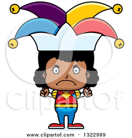 Clipart of a Cartoon Mad Black Girl Jester - Royalty Free Vector Illustration by Cory Thoman