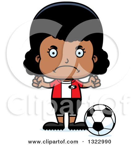 Clipart of a Cartoon Mad Black Girl Soccer Player - Royalty Free Vector Illustration by Cory Thoman