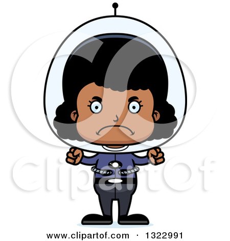 Clipart of a Cartoon Mad Black Space Girl - Royalty Free Vector Illustration by Cory Thoman