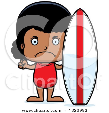 Clipart of a Cartoon Mad Black Surfer Girl - Royalty Free Vector Illustration by Cory Thoman