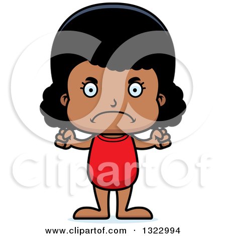 Clipart of a Cartoon Mad Black Girl Swimmer - Royalty Free Vector Illustration by Cory Thoman