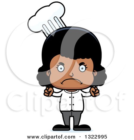 Clipart of a Cartoon Mad Black Girl Chef - Royalty Free Vector Illustration by Cory Thoman