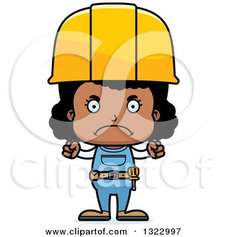 Clipart of a Cartoon Mad Black Girl Construction Worker - Royalty Free Vector Illustration by Cory Thoman