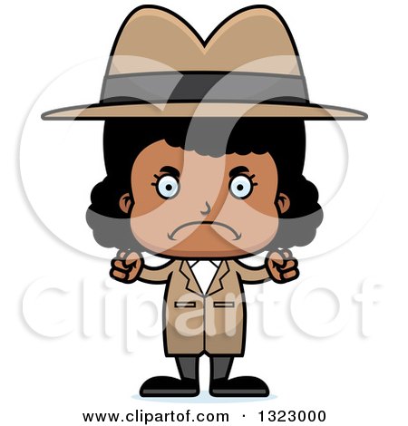 Clipart of a Cartoon Mad Black Detective Girl - Royalty Free Vector Illustration by Cory Thoman