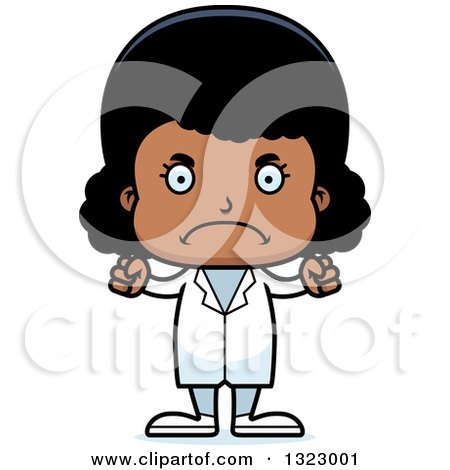 Clipart of a Cartoon Mad Black Girl Doctor - Royalty Free Vector Illustration by Cory Thoman