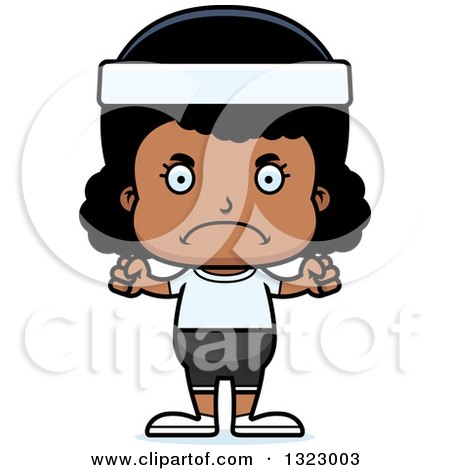 Clipart of a Cartoon Mad Black Fitness Girl - Royalty Free Vector Illustration by Cory Thoman