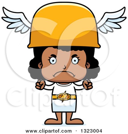 Clipart of a Cartoon Mad Black Hermes Girl - Royalty Free Vector Illustration by Cory Thoman