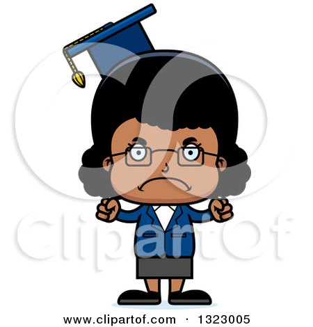 Clipart of a Cartoon Mad Black Girl Professor - Royalty Free Vector Illustration by Cory Thoman