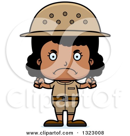 Clipart of a Cartoon Mad Black Girl Zookeeper - Royalty Free Vector Illustration by Cory Thoman