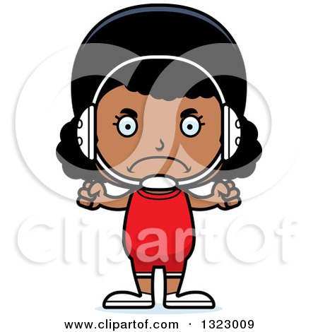 Clipart of a Cartoon Mad Black Girl Wrestler - Royalty Free Vector Illustration by Cory Thoman