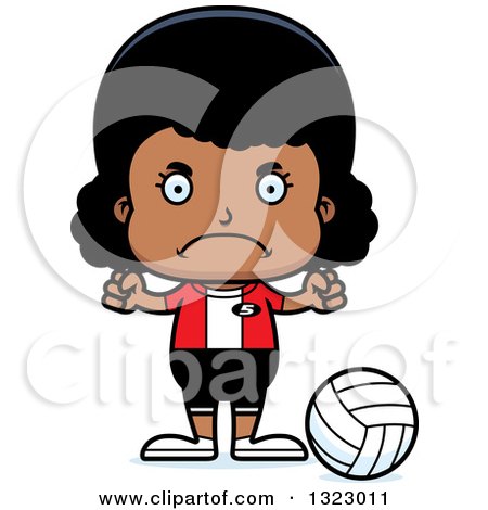 Clipart of a Cartoon Mad Black Girl Volleyball Player - Royalty Free Vector Illustration by Cory Thoman