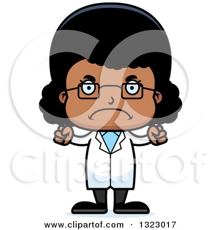 Clipart of a Cartoon Mad Black Girl Scientist - Royalty Free Vector Illustration by Cory Thoman