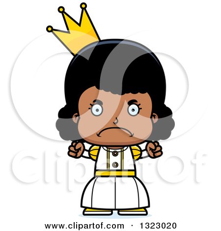 Clipart of a Cartoon Mad Black Girl Princess - Royalty Free Vector Illustration by Cory Thoman