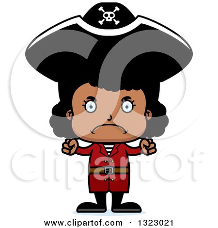 Clipart of a Cartoon Mad Black Girl Pirate - Royalty Free Vector Illustration by Cory Thoman