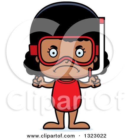 Clipart of a Cartoon Mad Black Girl in Snorkel Gear - Royalty Free Vector Illustration by Cory Thoman
