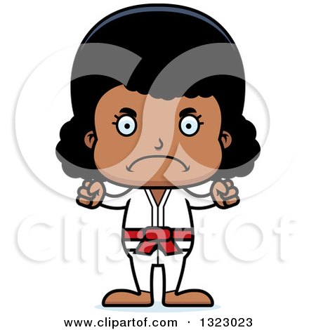 Clipart of a Cartoon Mad Black Karate Girl - Royalty Free Vector Illustration by Cory Thoman