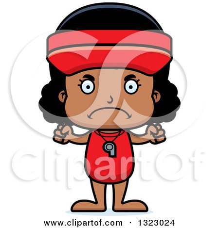 Clipart of a Cartoon Mad Black Girl Lifeguard - Royalty Free Vector Illustration by Cory Thoman