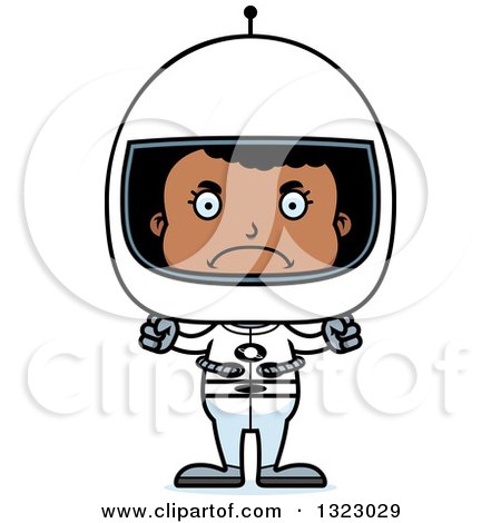 Clipart of a Cartoon Mad Black Girl Astronaut - Royalty Free Vector Illustration by Cory Thoman