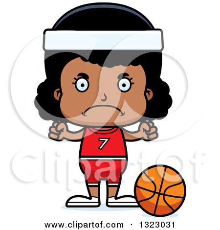 Clipart of a Cartoon Mad Black Girl Basketball Player - Royalty Free Vector Illustration by Cory Thoman