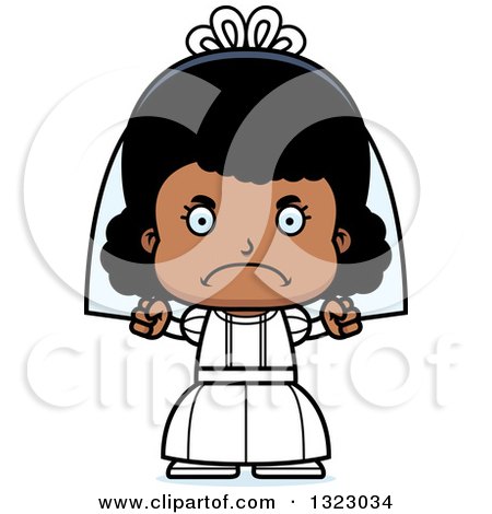 Clipart of a Cartoon Mad Black Girl Bride - Royalty Free Vector Illustration by Cory Thoman