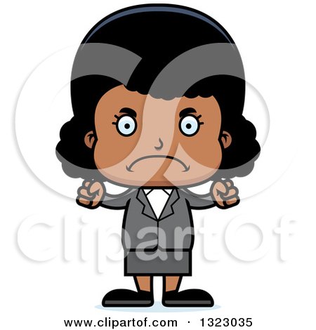 Clipart of a Cartoon Mad Black Business Girl - Royalty Free Vector Illustration by Cory Thoman
