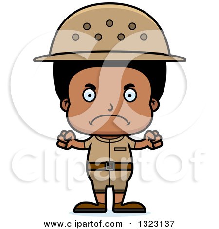 Clipart of a Cartoon Mad Black Boy Zookeeper - Royalty Free Vector Illustration by Cory Thoman