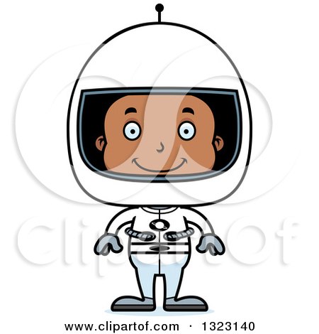 Clipart of a Cartoon Happy Black Boy Astronaut - Royalty Free Vector Illustration by Cory Thoman