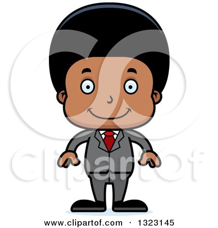 Clipart of a Cartoon Happy Black Business Boy - Royalty Free Vector Illustration by Cory Thoman
