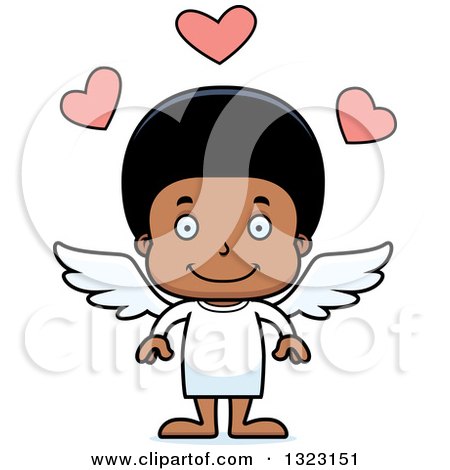 Clipart of a Cartoon Happy Black Boy Cupid - Royalty Free Vector Illustration by Cory Thoman