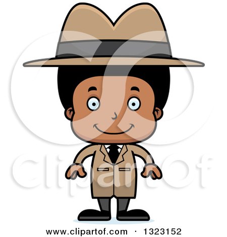 Clipart of a Cartoon Happy Black Boy Detective - Royalty Free Vector Illustration by Cory Thoman