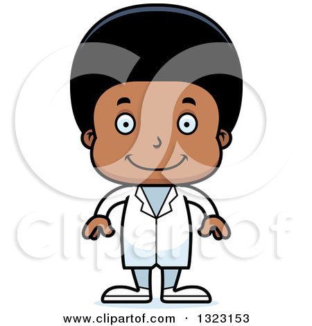 Clipart of a Cartoon Happy Black Boy Doctor - Royalty Free Vector Illustration by Cory Thoman