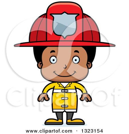 Clipart of a Cartoon Happy Black Boy Firefighter - Royalty Free Vector Illustration by Cory Thoman