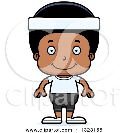 Clipart of a Cartoon Mad Black Fitness Boy - Royalty Free Vector Illustration by Cory Thoman