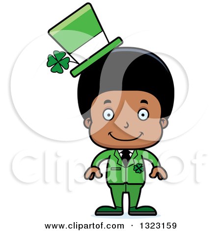 Clipart of a Cartoon Happy Black St Patricks Day Boy - Royalty Free Vector Illustration by Cory Thoman