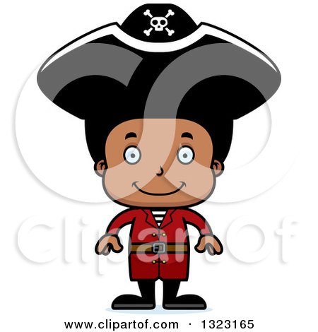 Clipart of a Cartoon Happy Black Boy Pirate - Royalty Free Vector Illustration by Cory Thoman
