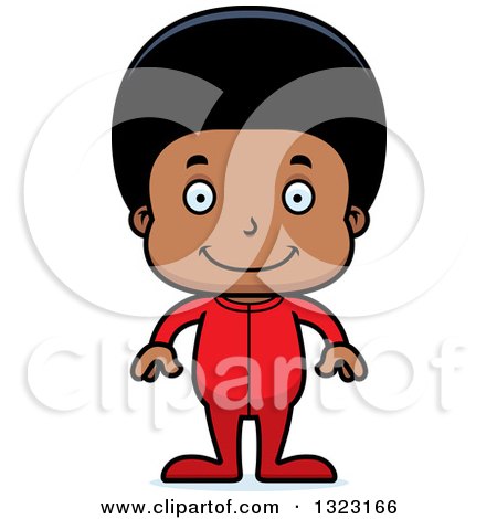 Clipart of a Cartoon Happy Black Boy Wearing Pajamas - Royalty Free Vector Illustration by Cory Thoman