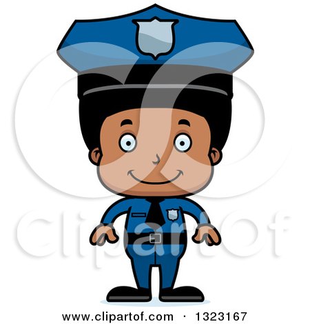 Clipart of a Cartoon Happy Black Boy Police Officer - Royalty Free Vector Illustration by Cory Thoman