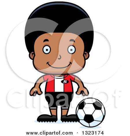 Clipart of a Cartoon Happy Black Boy Soccer Player - Royalty Free Vector Illustration by Cory Thoman